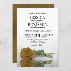 Long-Stemmed Golden Rose Elegant Wedding Invitation