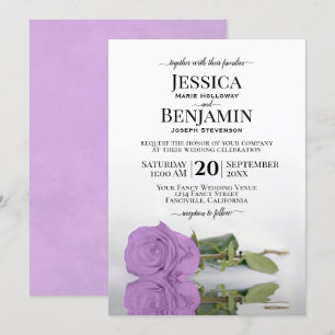 Long-Stemmed Lilac Purple Rose Elegant Wedding Invitation
