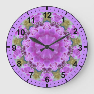 ~ Long Stemmed Purple Orchids Fractal ~ Large Clock