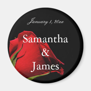 Long Stemmed Red Rose Personal Wedding Magnet
