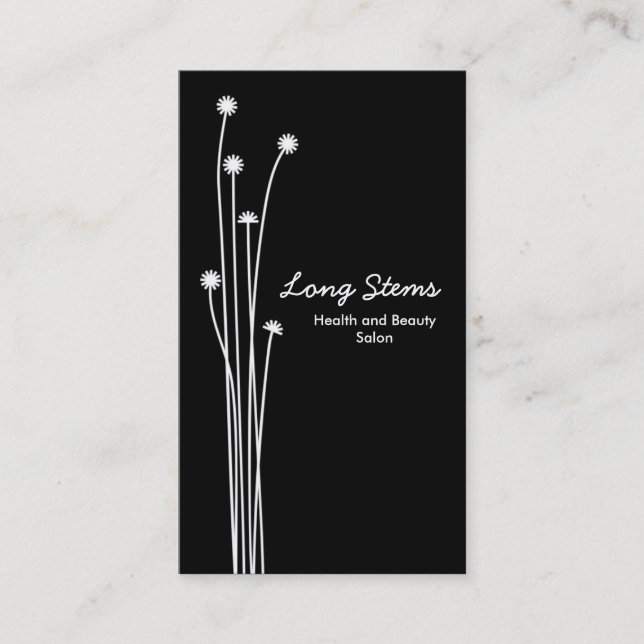 Long Stems - Black and White Business Card (Front)