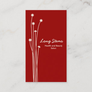 Long Stems - Dark Red on Cream Business Card