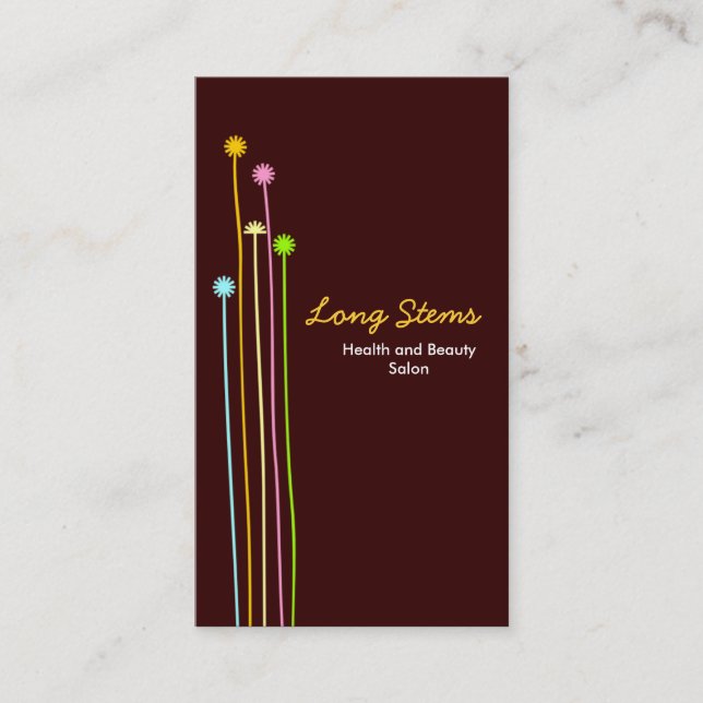 Long Stems II - Dark Brown Business Card (Front)