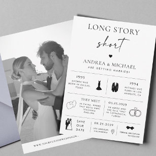 Long Story Short Infographic Save the Date Wedding Invitation