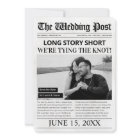 Long Story Short Wedding Save The Date Newspaper 