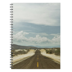 Long Straight Road Through Mexican Baja Landscape Notebook