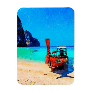 Long tail boat on Thai beach Magnet