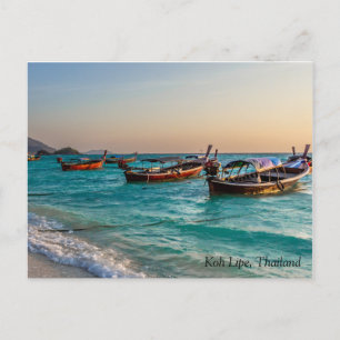Long tail boats Koh Lipe, Thailand Holiday Postcard