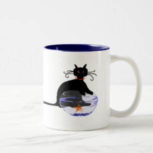 Long Tail Cat Gone Fishin' Two-Tone Coffee Mug