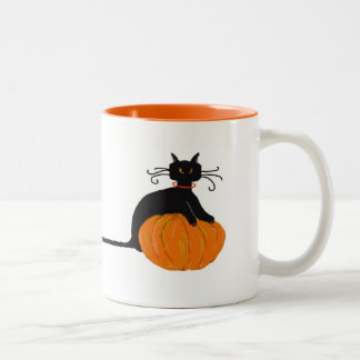 Long Tail Halloween Cat Two-Tone Coffee Mug