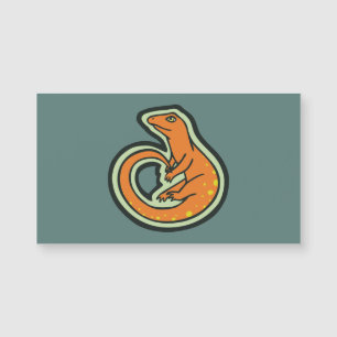 Long Tail Orange Lizard With Spots Drawing Design