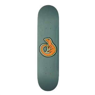 Long Tail Orange Lizard With Spots Drawing Design Skateboard