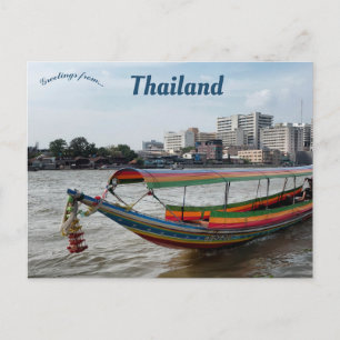 Long-Tailed Boat in Bangkok Thailand Postcard