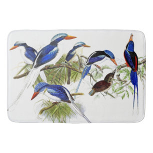Long Tailed Kingfisher Birds Collage Bath Mat