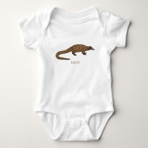 Long-tailed pangolin cartoon illustration baby bodysuit