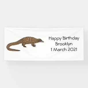 Long-tailed pangolin cartoon illustration banner