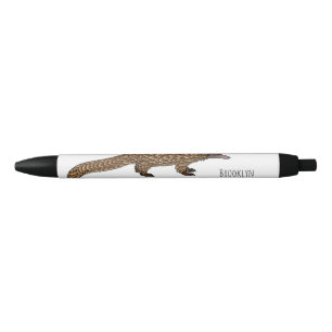 Long-tailed pangolin cartoon illustration black ink pen