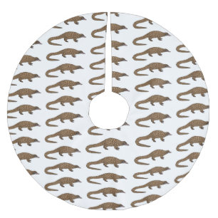 Long-tailed pangolin cartoon illustration brushed polyester tree skirt