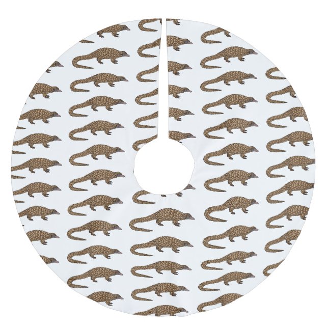 Long-tailed pangolin cartoon illustration  brushed polyester tree skirt (Front)