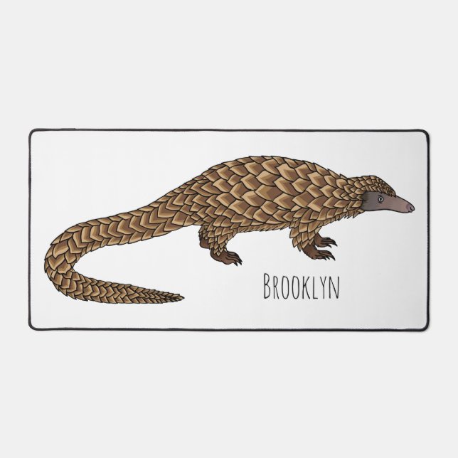 Long-tailed pangolin cartoon illustration  desk mat (Front)
