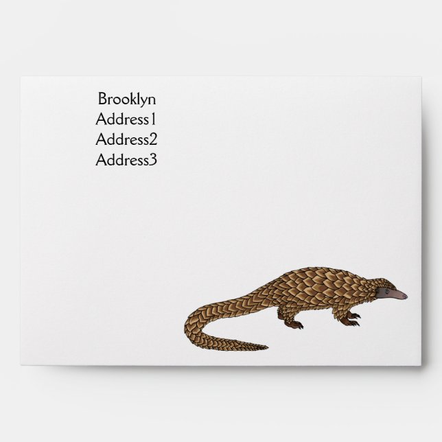 Long-tailed pangolin cartoon illustration  envelope (Front)