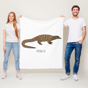Long-tailed pangolin cartoon illustration fleece blanket