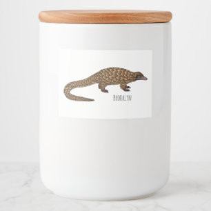 Long-tailed pangolin cartoon illustration food label