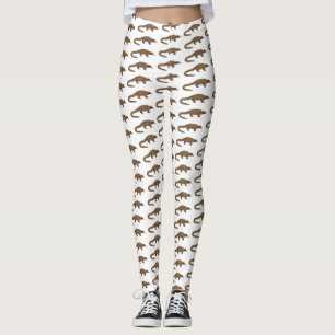 Long-tailed pangolin cartoon illustration leggings