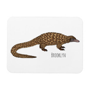 Long-tailed pangolin cartoon illustration  magnet