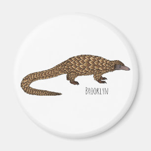 Long-tailed pangolin cartoon illustration  magnet