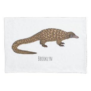 Long-tailed pangolin cartoon illustration pillowcase
