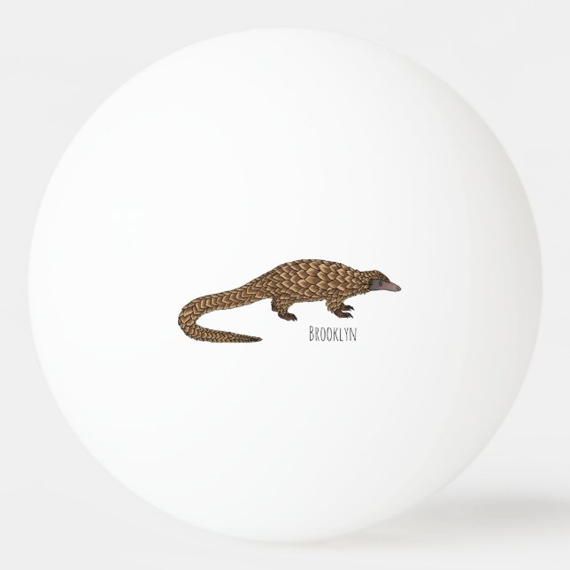 Long-tailed pangolin cartoon illustration  ping pong ball (Front)