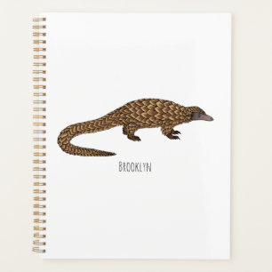 Long-tailed pangolin cartoon illustration planner