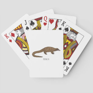 Long-tailed pangolin cartoon illustration playing cards