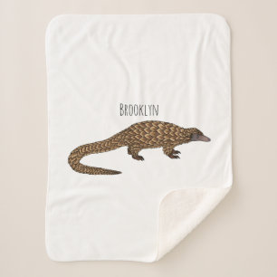 Long-tailed pangolin cartoon illustration sherpa blanket