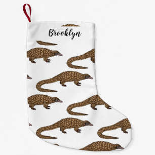 Long-tailed pangolin cartoon illustration small christmas stocking