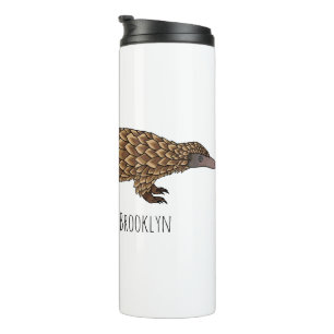 Long-tailed pangolin cartoon illustration thermal tumbler