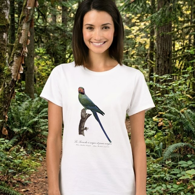 Long-Tailed Parakeet, Psittacula Longicauda T-Shirt (Long-Tailed Parakeet, Psittacula Longicauda. Women Basic White T-Shirt)