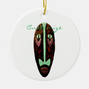 Long Tiki Mask Thunder_Cove Ceramic Ornament
