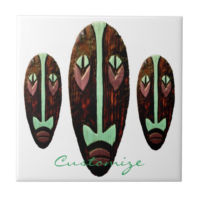 Long Tiki Mask Thunder_Cove Ceramic Tile (Front)