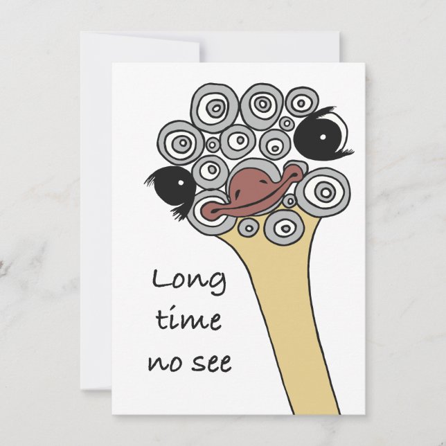 Long time no see – a friendly hello, doodle-style card (Front)