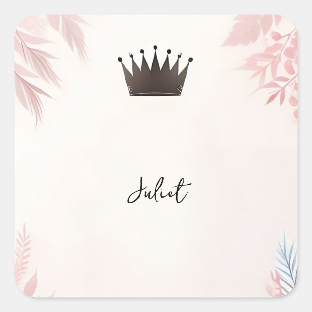 Long Tulle Regal Glam Blush Pink Bridal Shower Square Sticker (Front)