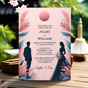 Long Tulle Regal Royal Glam Blush Pink Wedding Invitation