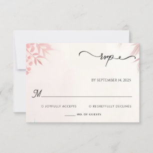 Long Tulle Regal Royal Glam Blush Pink Wedding RSVP Card