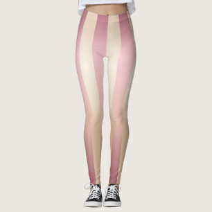 Long Vertical Gold Rose, Ivory, Stripe Leggings