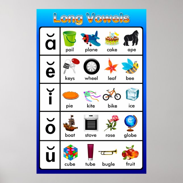 Long Vowels Learning Chart Posters (Front)
