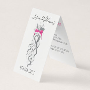 Long wavy hair with a bow  Hairstyling appointment Business Card