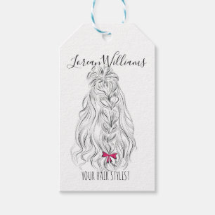 Long wavy hair with a bow Hairstyling branding Gift Tags