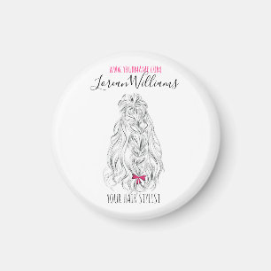 Long wavy hair with a bow Hairstyling branding Magnet