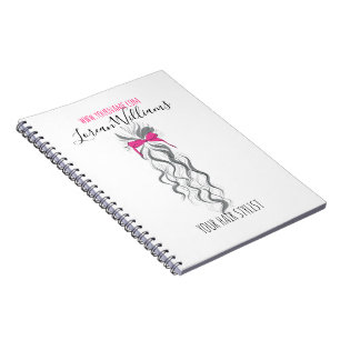 Long wavy hair with a bow Hairstyling branding Notebook